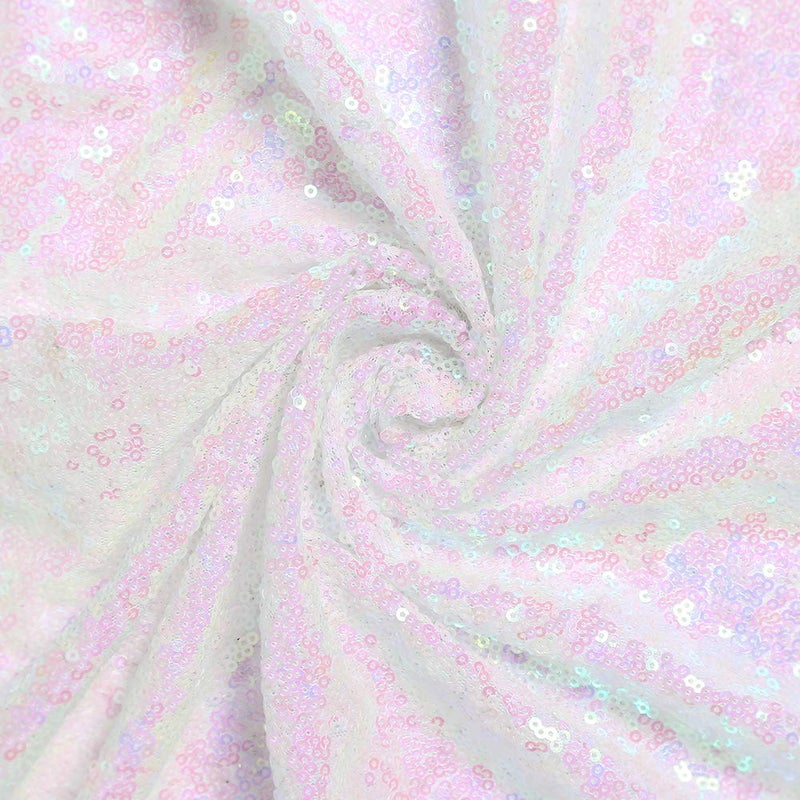 B.Cool B-COOL Sequin Tablecloth White Iridescent Table Overlay Rainbow Table Cloths 90x132inch Seamless Tablecloth Sparkly Wedding Party Decorations - Image 5